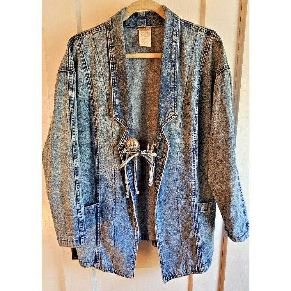VTG French Navy sport Jean western oversized denim jacket Small USA made